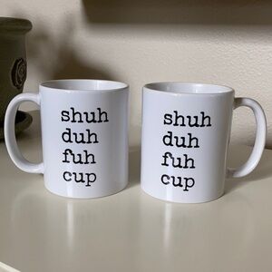Funny Coffee Tea Mug Gift, Typewriter Style, Shuh Duh Fuh Cups 2 Bundle Funny